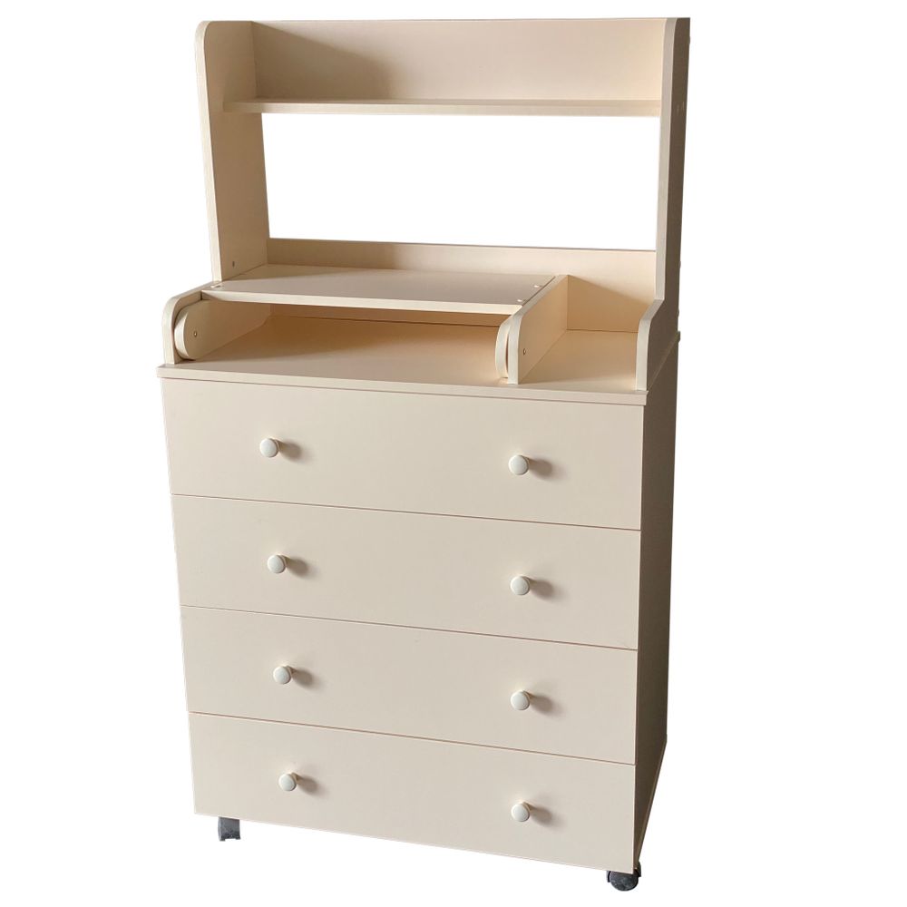 Комод Ульяна 1 (COMPACT) - 800/4 МДФ с верх.полкой (4 ящика, 80см/сл.кость) Комод Ульяна 1 (COMPACT) - 800/4 МДФ с верх.полкой (4 ящика, 80см/сл.кость)