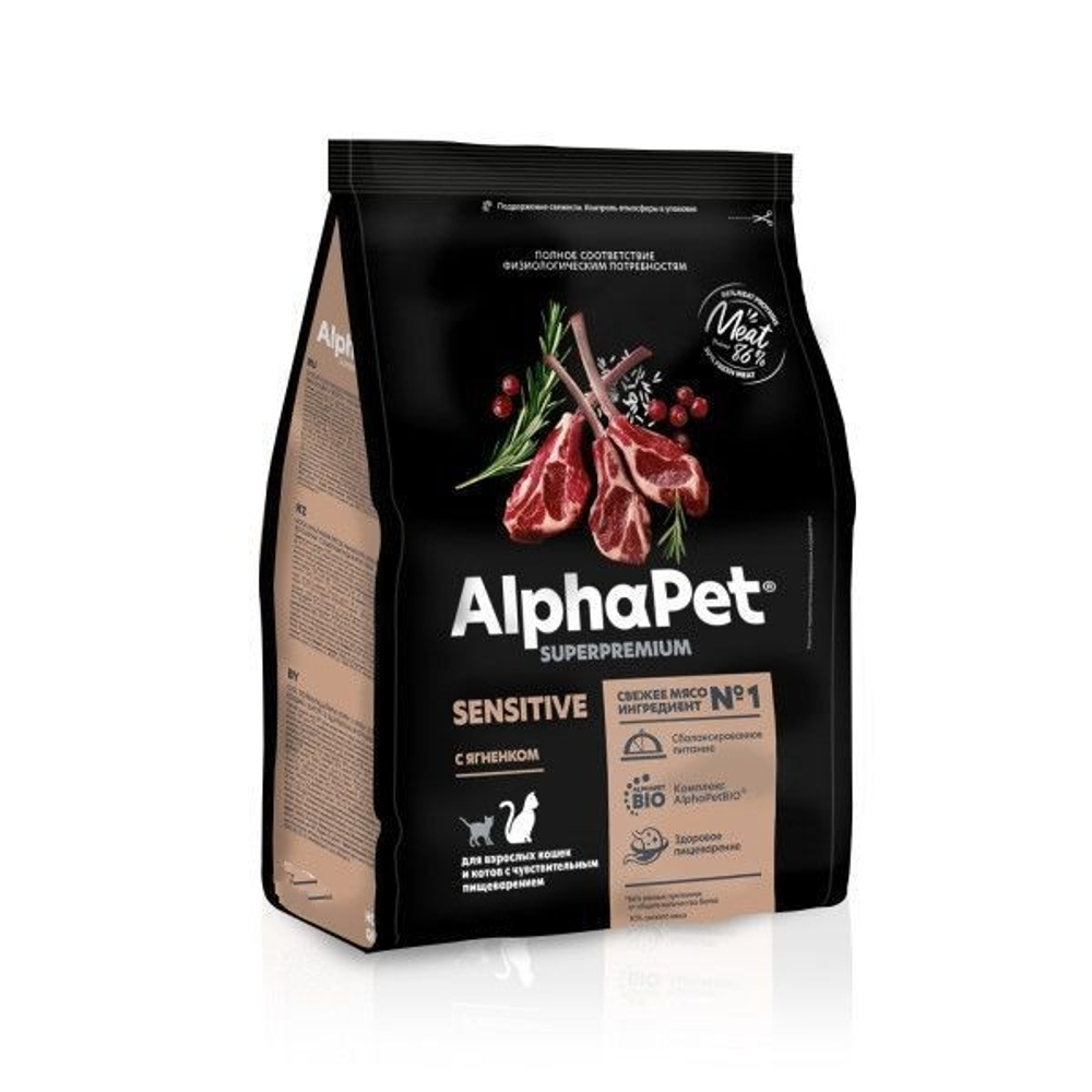 AlphaPet Sensitive Adult Ягненок для кошек 400 г
