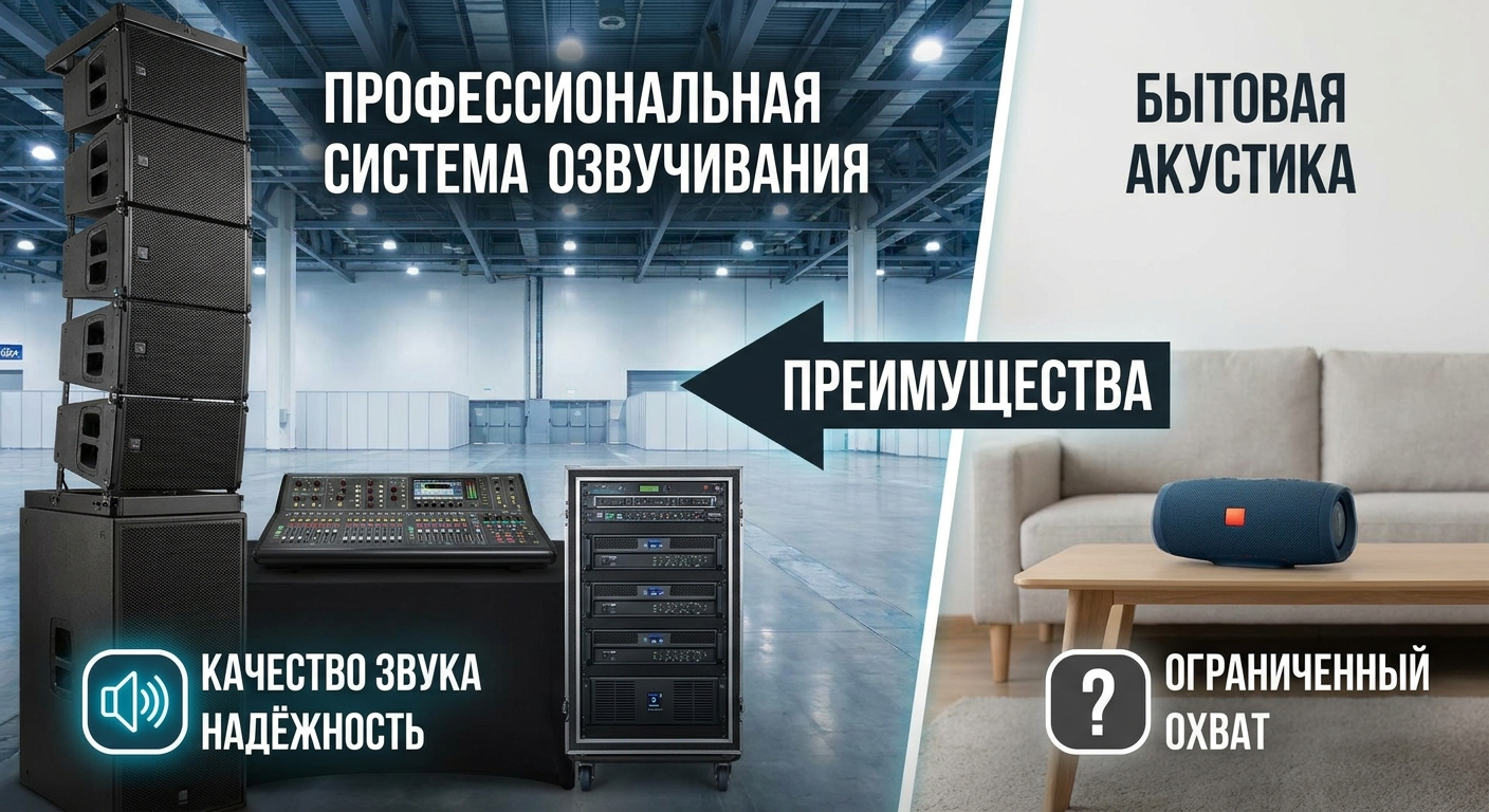 Преимущества профессиональной системы озвучивания перед обычной бытовой акустикой
