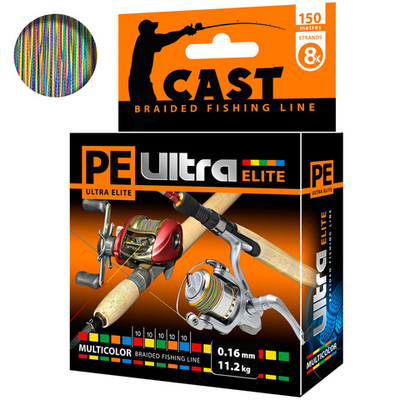 Плетеный шнур для рыбалки ELITE CAST MULTICOLOR 0,18mm