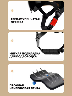Мотошлем 3-слойный с выдвижными очками и регулируемым размером