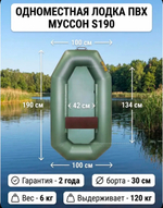 Одноместная надувная лодкаПВХ S 190