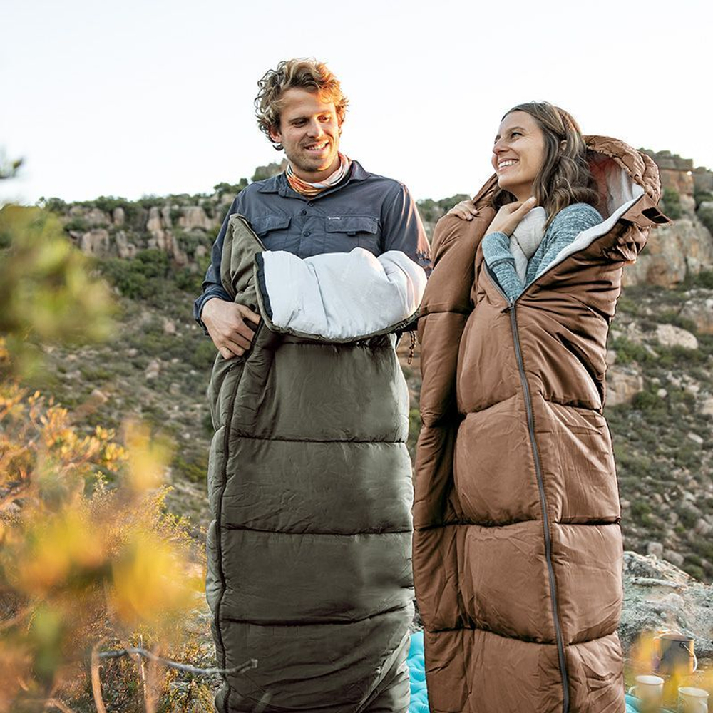 Спальный мешок Naturehike U Series Двойной хлопок осень-зима хаки зелёный U350S, молния слева, 6927595764329L