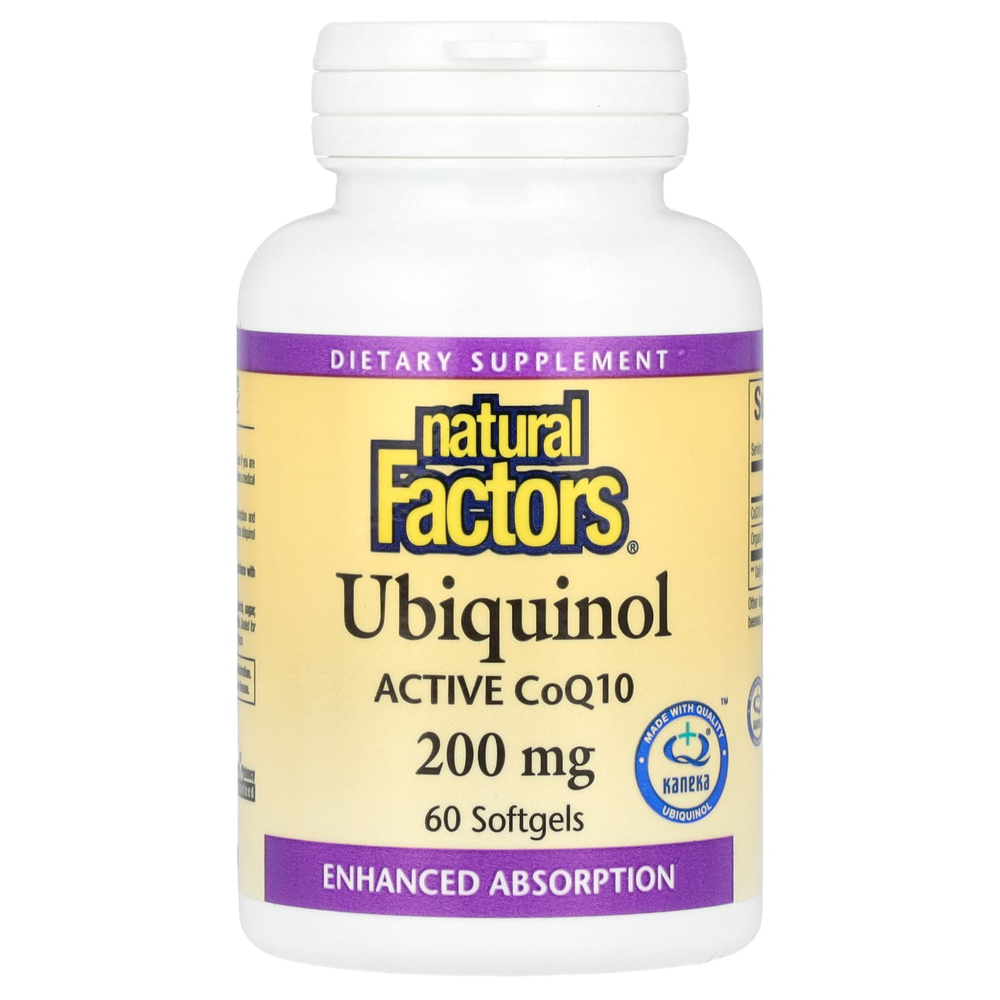 Natural Factors, убихинол, 200 мг, 60 капсул