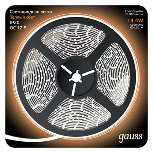 Лента Gauss 14.4W 12V DC тепл бел EB312000114
