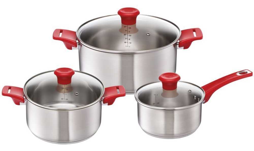 Набор посуды Tefal Jamie Oliver 6 предметов 1,5/3/4,7л 16/20/24см H802S674