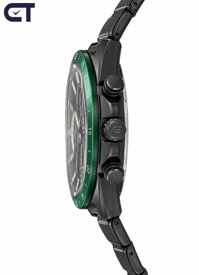 CASIO EFR-571DC-1AVUDF EDIFICE мужские наручные часы — чёрный хронограф с зелёными акцентами и IP-покрытием