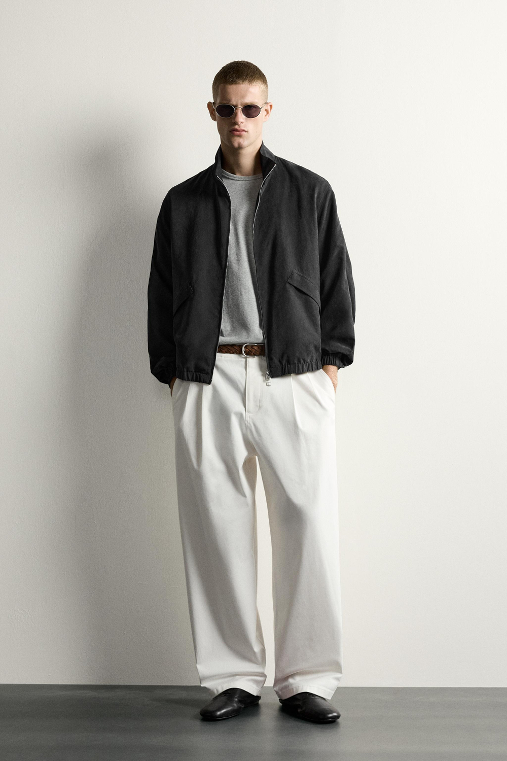 БОМБЕР СВОБОДНОГО КРОЯ ПОД ЗАМШУ — ZARA
