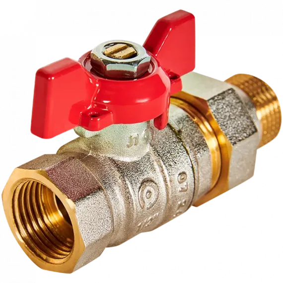 Кран шаровый со сгоном ROMMER Н-В 3/4" бабочка стандартнопроходной 39415
