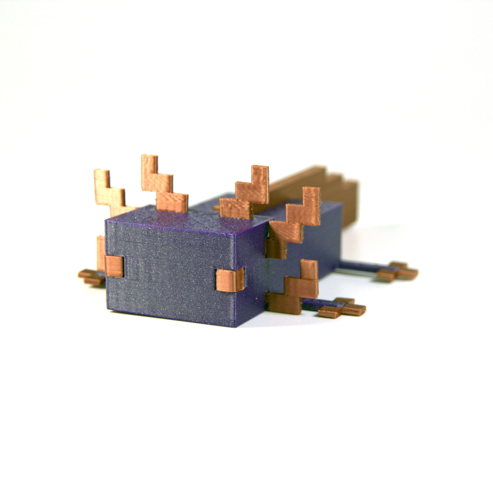Аксолотль MineCraft стилизованный (из игры Майнкрафт), 3D Печать, 7х5х10см, медно-фиолетовый