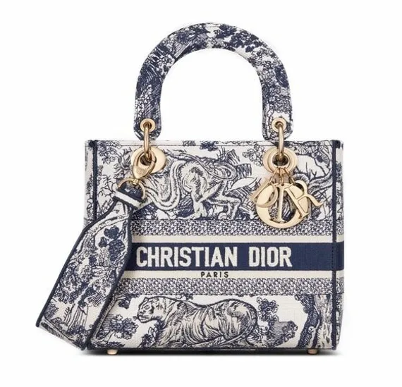 Сумка женская Dior Lady D-lite, модель среднего формата синий