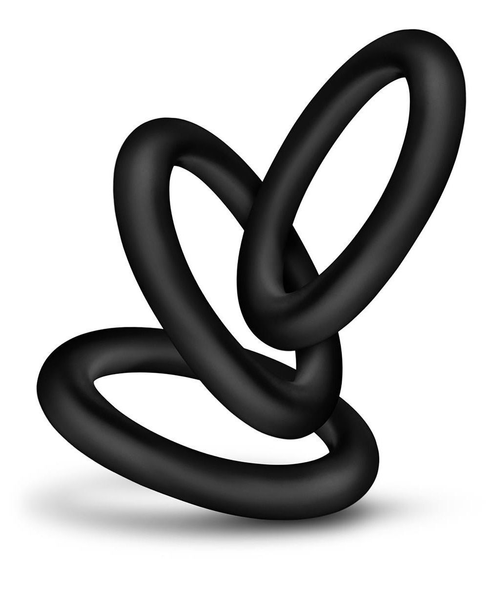 Набор из 3 черных эрекционных колец Black Small Penis Rings (Цвет: черный)