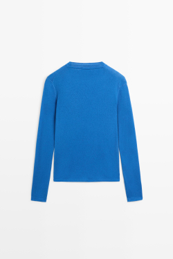 Massimo Dutti Футболка из смесового хлопка, королевский синий