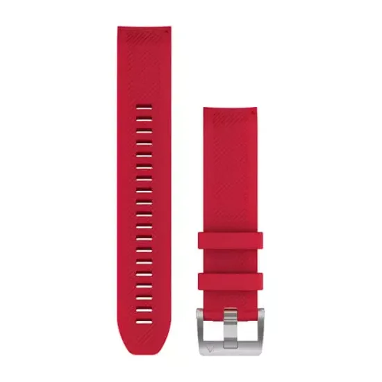 Силиконовый ремешок QuickFit 22 для Garmin MARQ (красный, серебристая застежка) 010-12738-17