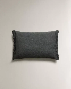 ZARA HOME НАВОЛОЧКА ДЛЯ ДЕКОРАТИВНОЙ ПОДУШКИ С БАХРОМОЙ, ТЕМНО-СИНИЙ