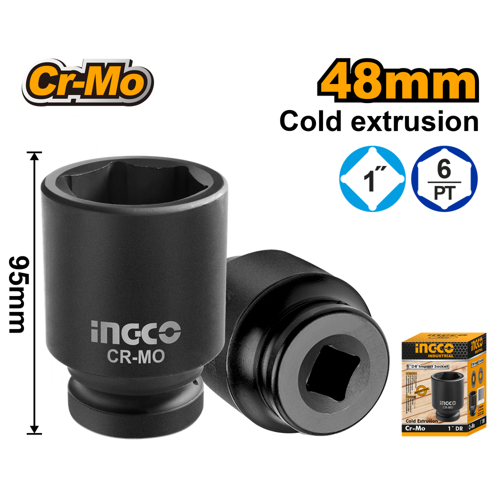 Головка торцевая ударная INGCO HHIS0148L INDUSTRIAL 1" 48 мм
