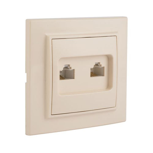 Минск Розетка RJ-45 2-местная СП бежевая EKF erk02-035-20