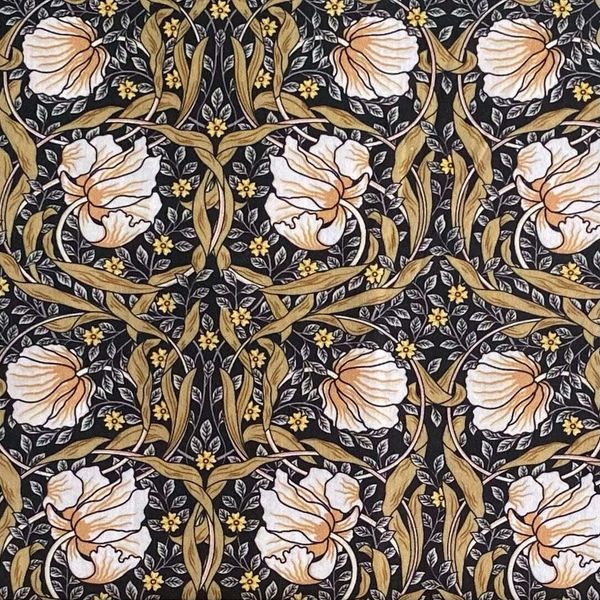 отрез 80 см, Pimpernel на черном, Моррис, 100% хлопок Handmade Fabrics 1