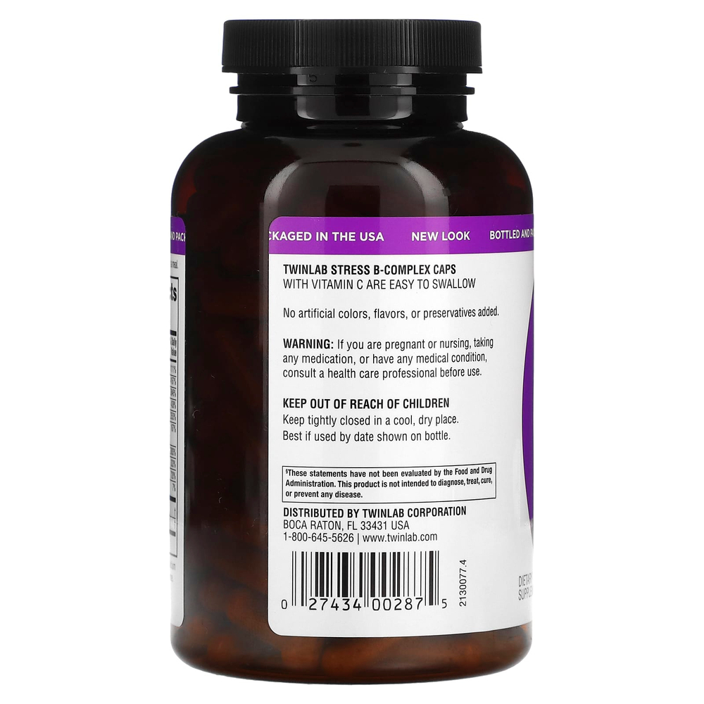 Twinlab, Stress B-Complex, капсулы, 250 капсул