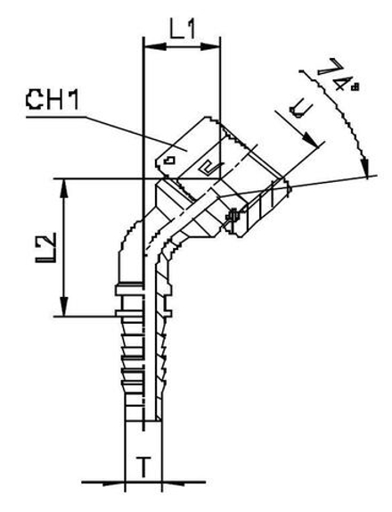 Фитинг DN 25 JIC (Г) 1.5/16 (45) (штифтованная гайка)