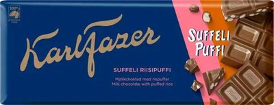 Шоколад молочный Karl Fazer Souffle рисовый слоеный 198 г (Из Финляндии)