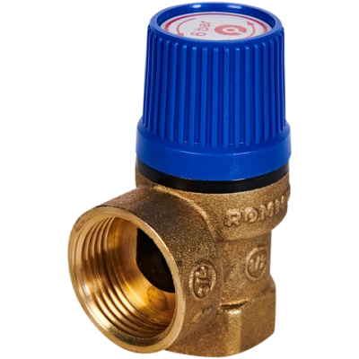 Клапан предохранительный ROMMER - 1/2", сброс 3/4" (ВР/ВР, Tmax 110°C, 6 бар)