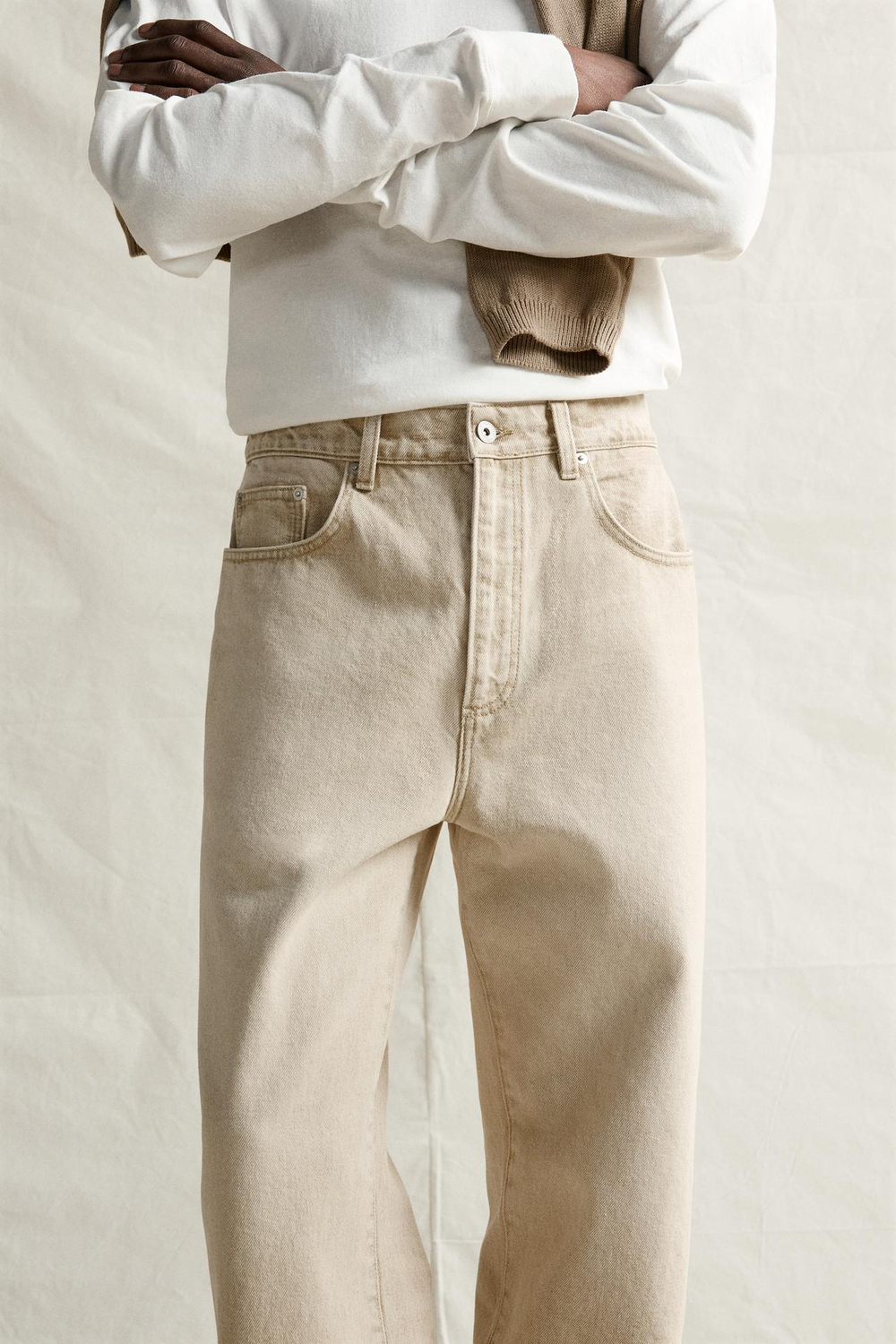 ZARA ДЖИНСЫ STRAIGHT ДЛИНОЙ ДО ЩИКОЛОТКИ, ВАНИЛЬНЫЙ