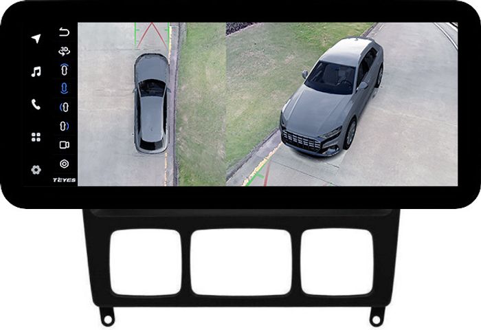 Магнитола для Mercedes-Benz S W220 1998-2005 (без штатного усилителя, рамка черная) - Teyes LUX ONE 360 монитор 12.3" 2K QLED на Android 10, Быстрая, CarPlay, 4G SIM-слот, 4 камеры в комплекте