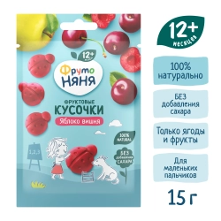 Фрутоняня Фруктовые кусочки яблоко-вишня 15 гр