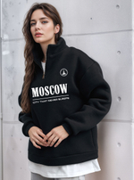 Толстовка женская с зип-воротником "Moscow" черный