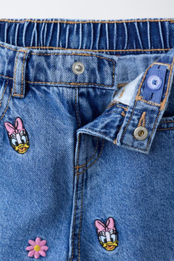 ZARA ДЖИНСЫ-КЮЛОТЫ С ВЫШИВКОЙ DAISY © DISNEY, СИНИЙ