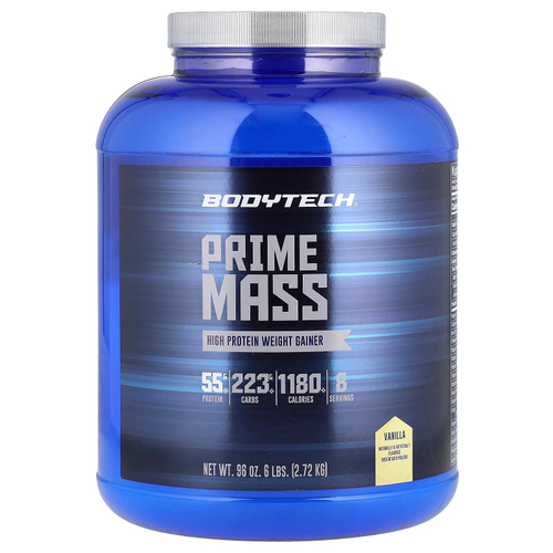 BodyTech, Prime Mass, средство для набора веса с высоким содержанием белка, ваниль, 2,72 кг (6 фунтов)