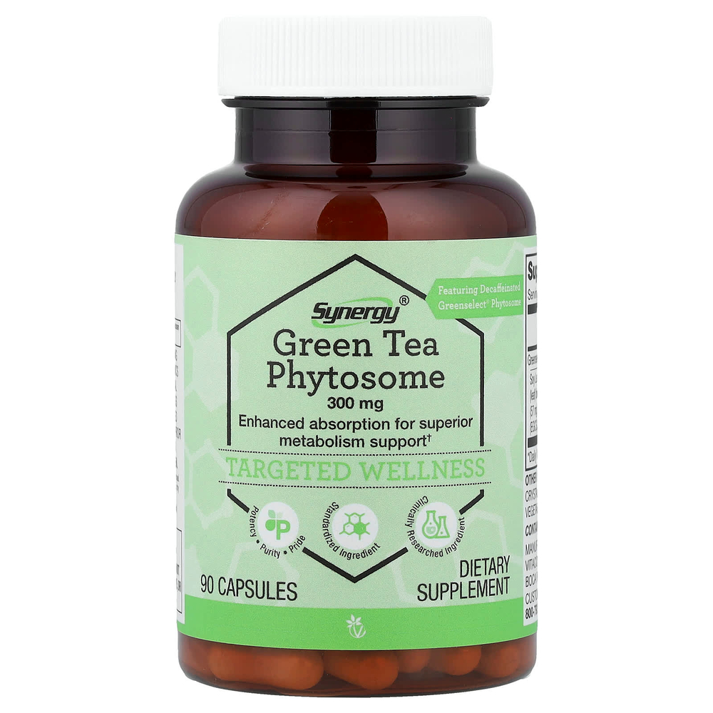 Vitacost, Synergy® Green Tea Phytosome, фитосомы зеленого чая, 90 капсул