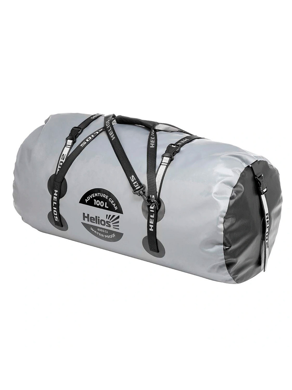 Гермобаул Helios 100 л (ПВХ, серый/черный) (HS-GB-100-GB)