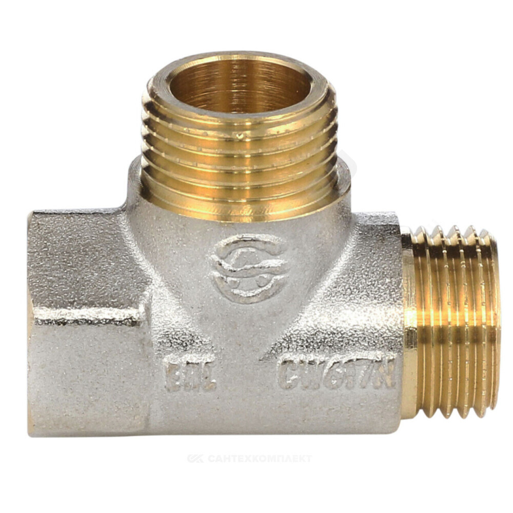 Тройник латунь никель Ду 15 (1/2") ВР/НР/НР Aquasfera 9035-01