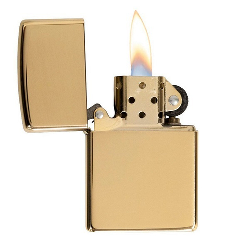 Зажигалка золотистая Zippo с покрытием High Polish Brass