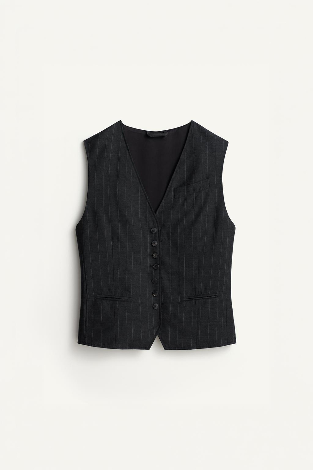ZARA ДВУСТОРОННИЙ ЖИЛЕТ В ТОНКУЮ ПОЛОСКУ, БЕЛЫЙ/ЧЕРНЫЙ