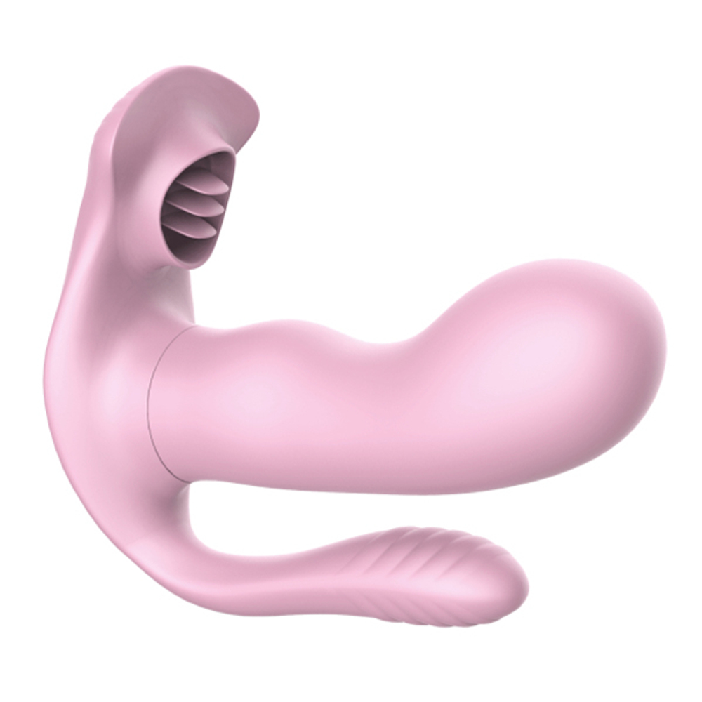Розовый вагинально-анально-клиторальный стимулятор Secwell Clitoris Anal Stimulation Wearable Mini Vibrator for Women Couple Toys SW1001