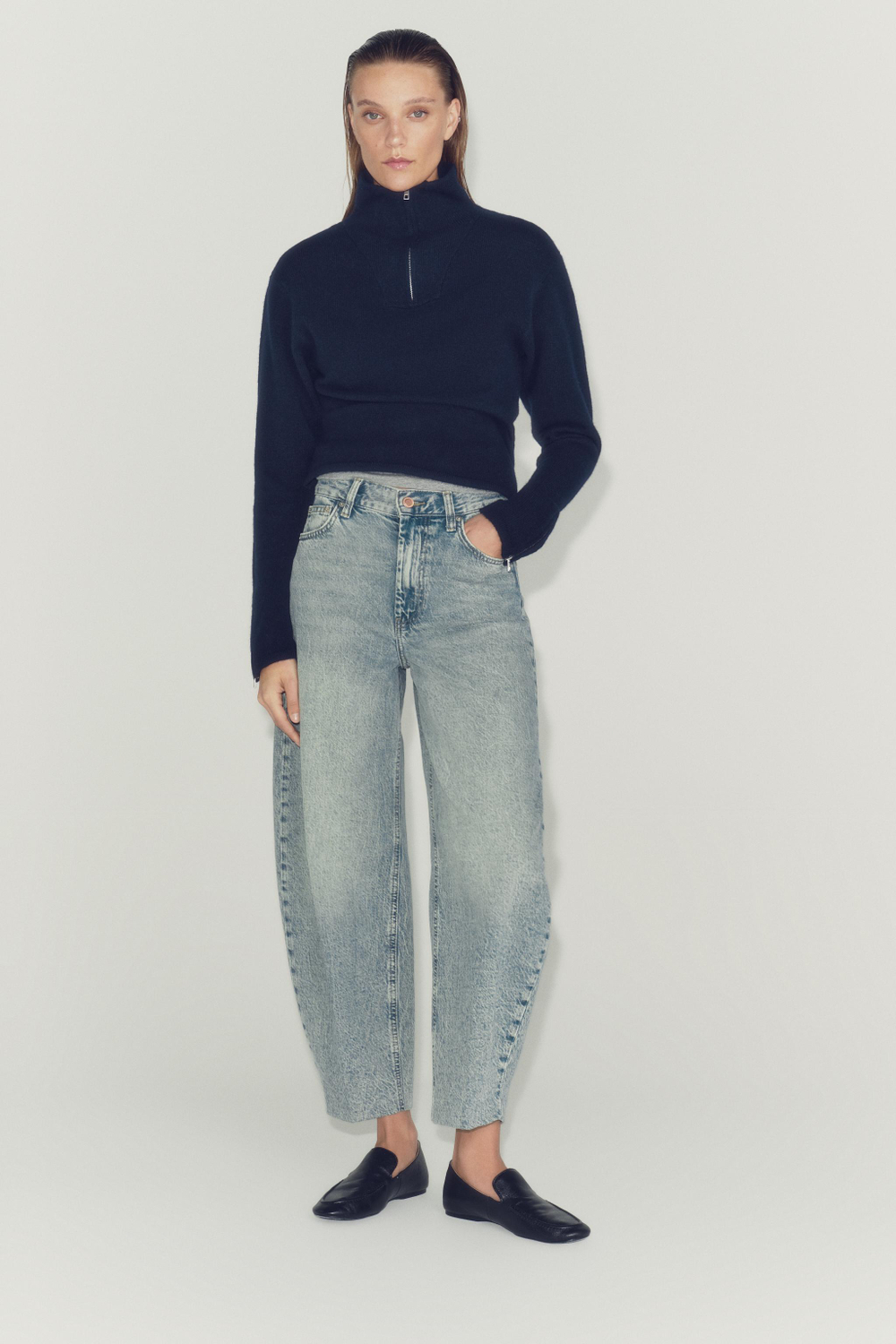 ДЖИНСЫ TAPERED С ВЫСОКОЙ ПОСАДКОЙ — ZW COLLECTION — ZARA