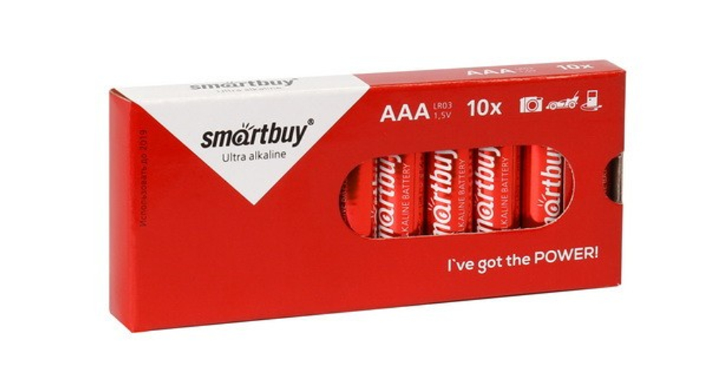 Батарейка алкалиновая Smartbuy LR03/10B box (10/800)  SBBA-3A10BX