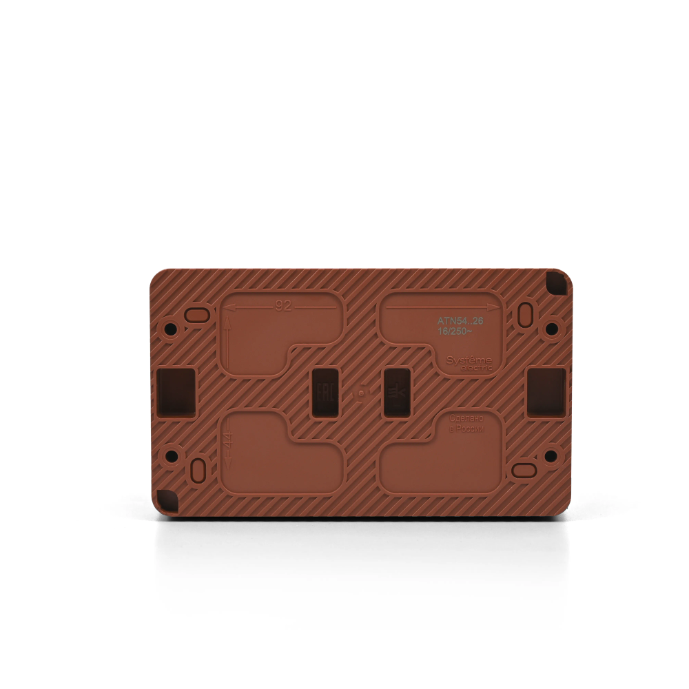ATLASDESIGN PROFI IP54 О/У РОЗЕТКА двойная с заземлением со шторками, 16А, ТЕРРАКОТОВЫЙ