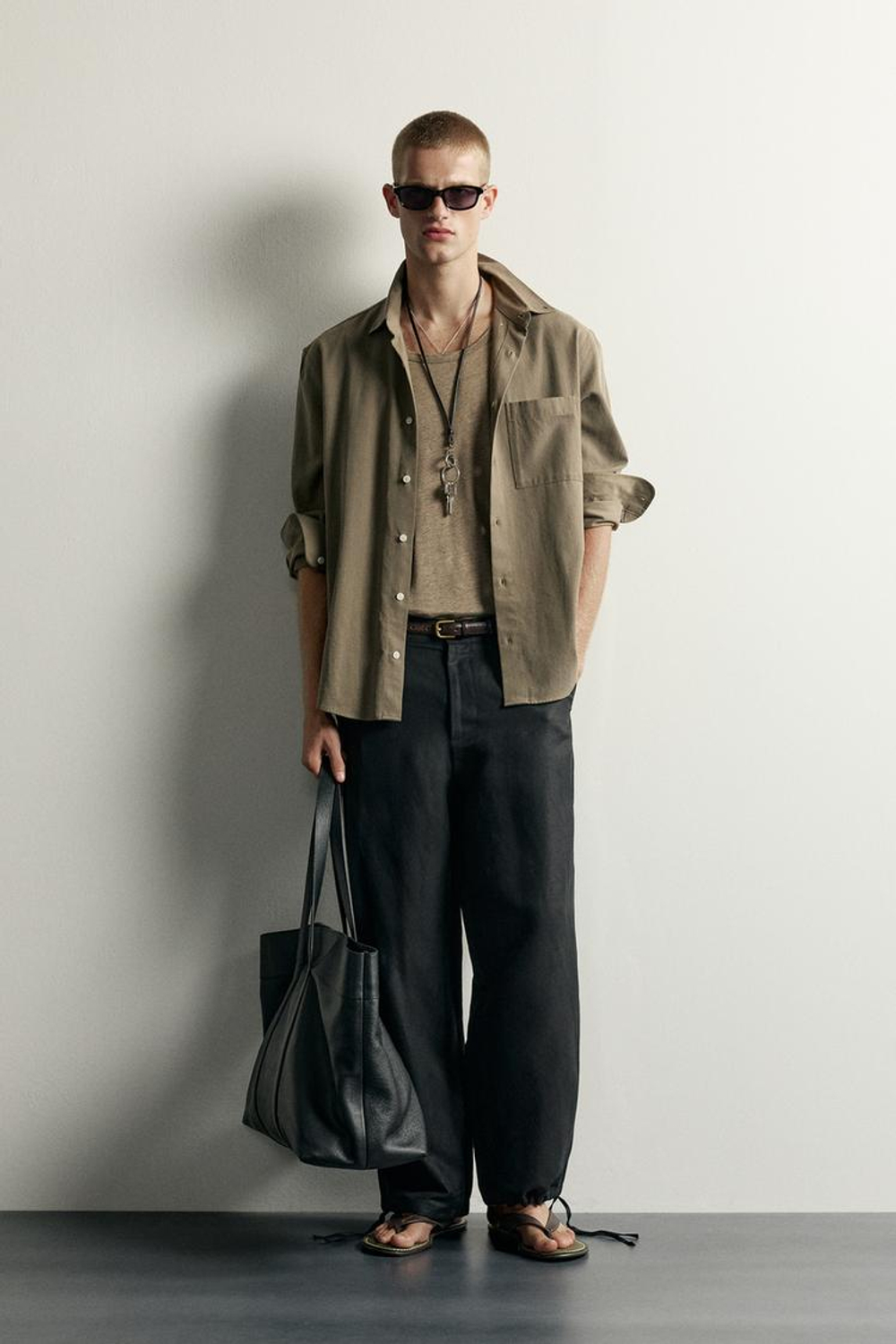 ZARA БРЮКИ RELAXED FIT ИЗ ЛЬНА И ВИСКОЗЫ, ЧЕРНЫЙ