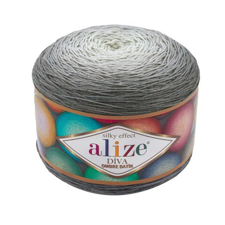 Дива омбре батик (Diva ombre batik) пряжа Alize 100% микрофибра 1х250гр/875м 7380 серый