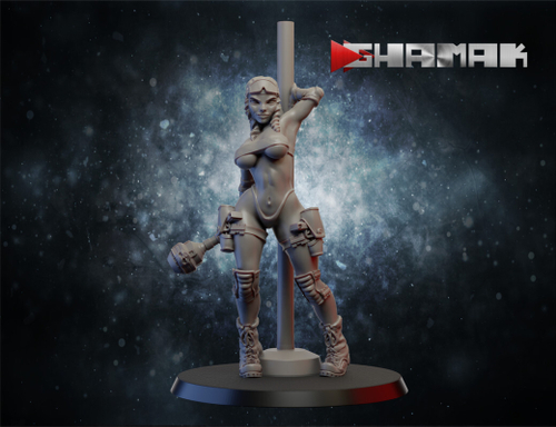 Necromunda Escher Gang Бандитка Эшер №2 с гранатой миниатюра для dnd, днд, pathfinder, фентези, Настольная игра, НРИ, Варгейм, РПГ