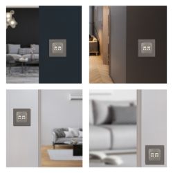 Розетка ЭРА Серия 12 12-3108-16 информационная двойная 2XRJ45 титан | Эра 12