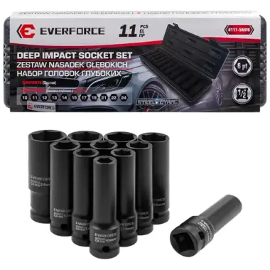 Набор головок ударных глубоких 11пр. 1/2"6pt EVERFORCE EF-4117-5MPB