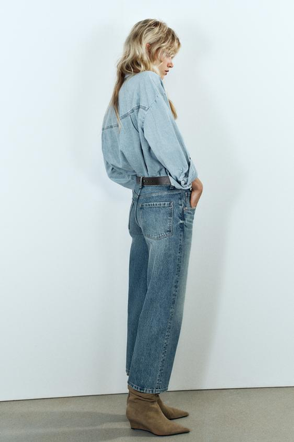 ZARA ДЖИНСОВАЯ РУБАШКА Z1975, ГОЛУБОЙ