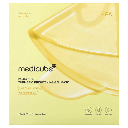 Medicube, маска для лица с осветляющим гелем с койевой кислотой и куркумой, 4 шт. по 28 г (0,98 унции)