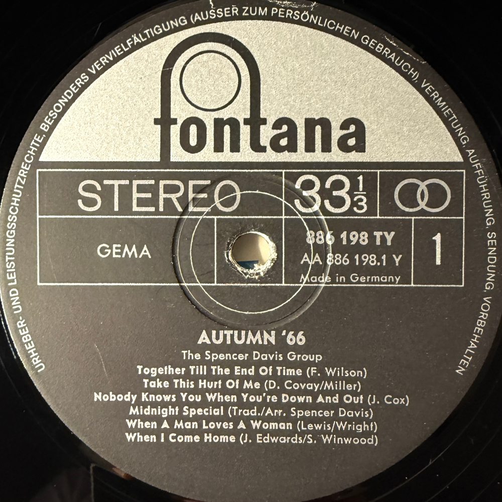 The Spencer Davis Group – Autumn '66 (Германия 1966г.)Т