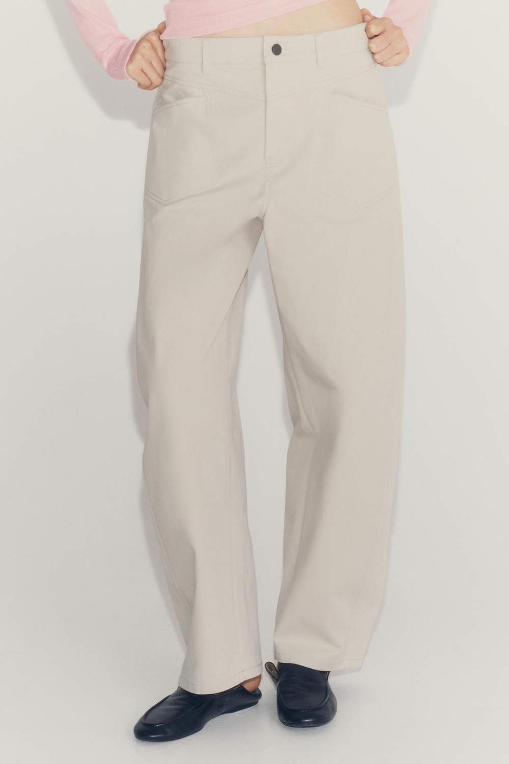ZARA ШИРОКИЕ БРЮКИ — ZW COLLECTION, СВЕТЛО-СЕРЫЙ